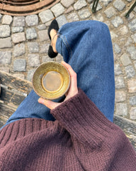 Ribdetaljerne på bordeaux Hannah Sweater V-neck