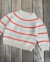 Liggende Festival Sweater med hvide, blå og orange striber