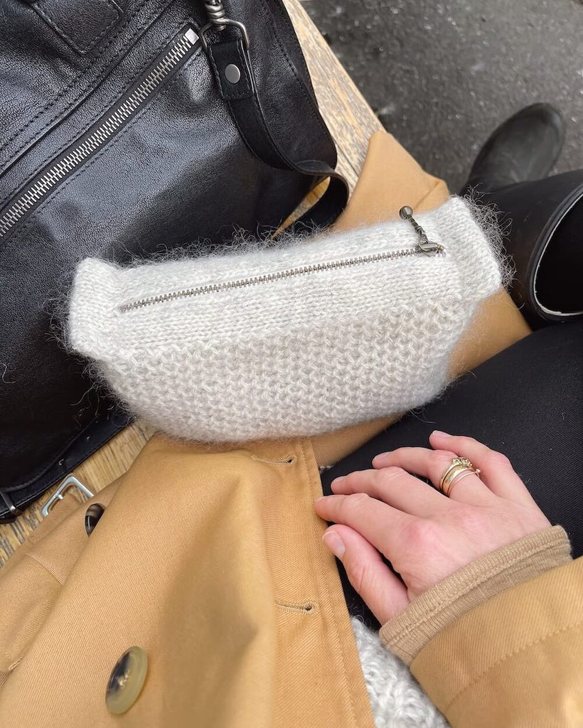 Hvid honey clutch med lynlås 17 cm i perlemor