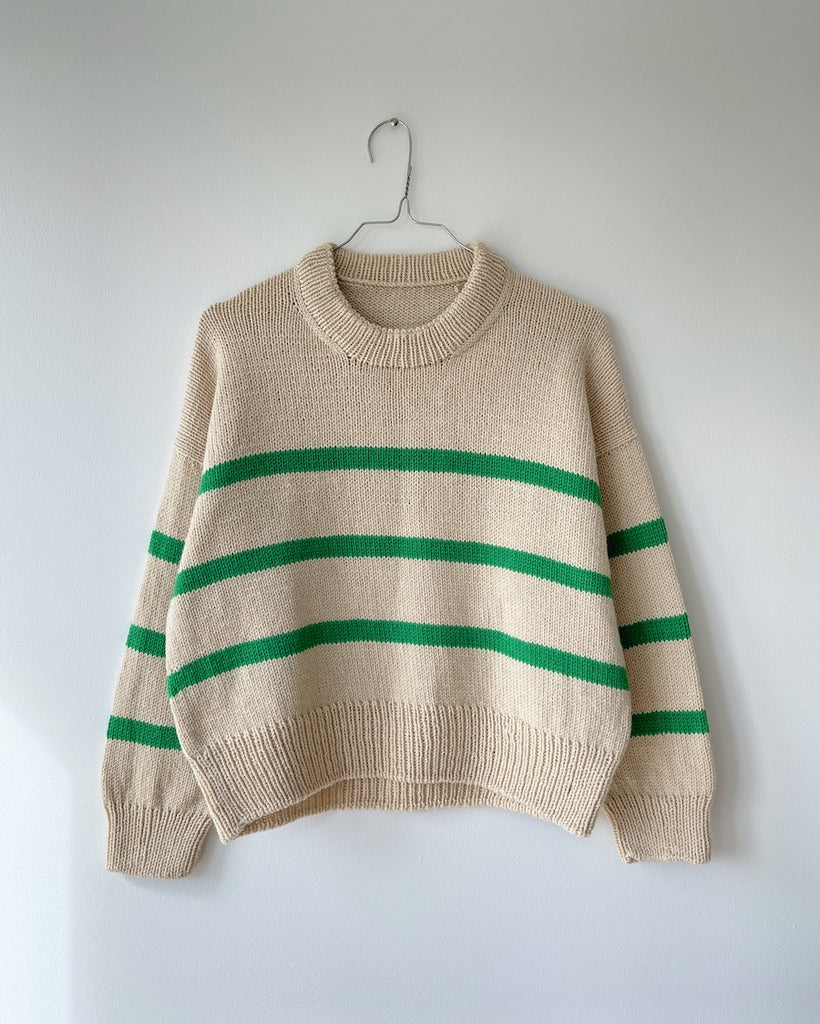 Grøn og hvid Marseille Sweater Young på bøjle