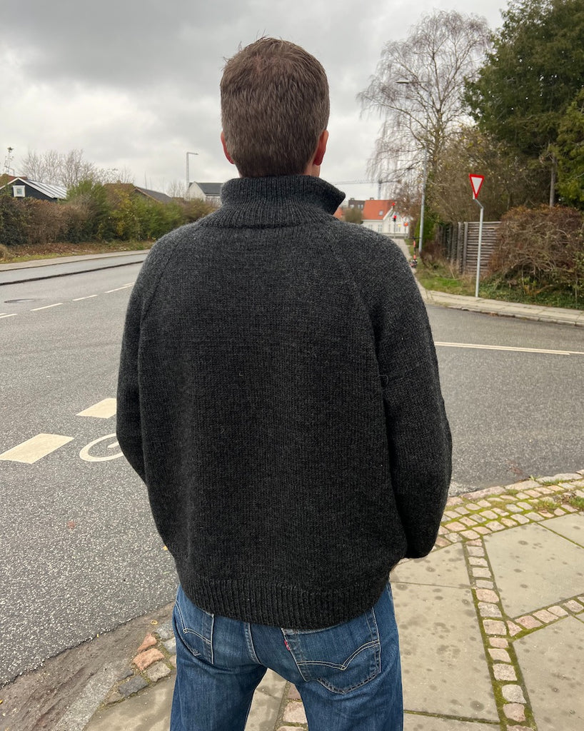 Mand iført koksgrå Zipper Sweater Light – Man set bagfra